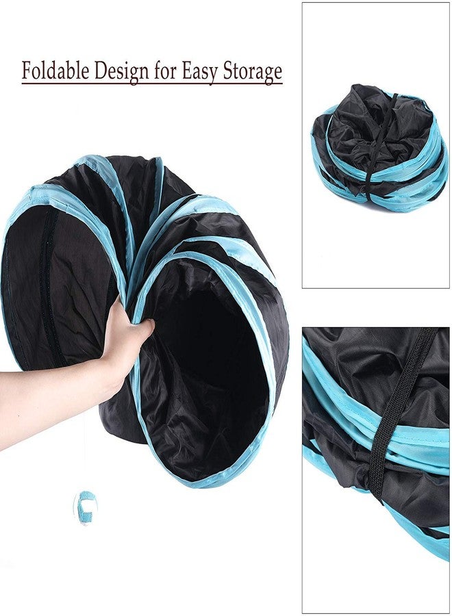 Western Era Giant Size Joyful Cat Tunnel Toy 3 Way Collapsible for Indoor & Outdoor Play with Hanging Toy Ball for Cat, Rabbit, Guinea Pig (Blue) - Image 4